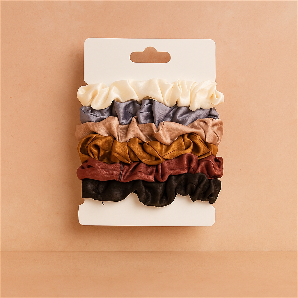 Chouchous en Satin – Lot de 6 Élastiques Doux pour Femmes & Filles, Anti-Casse et Anti-Frisottis