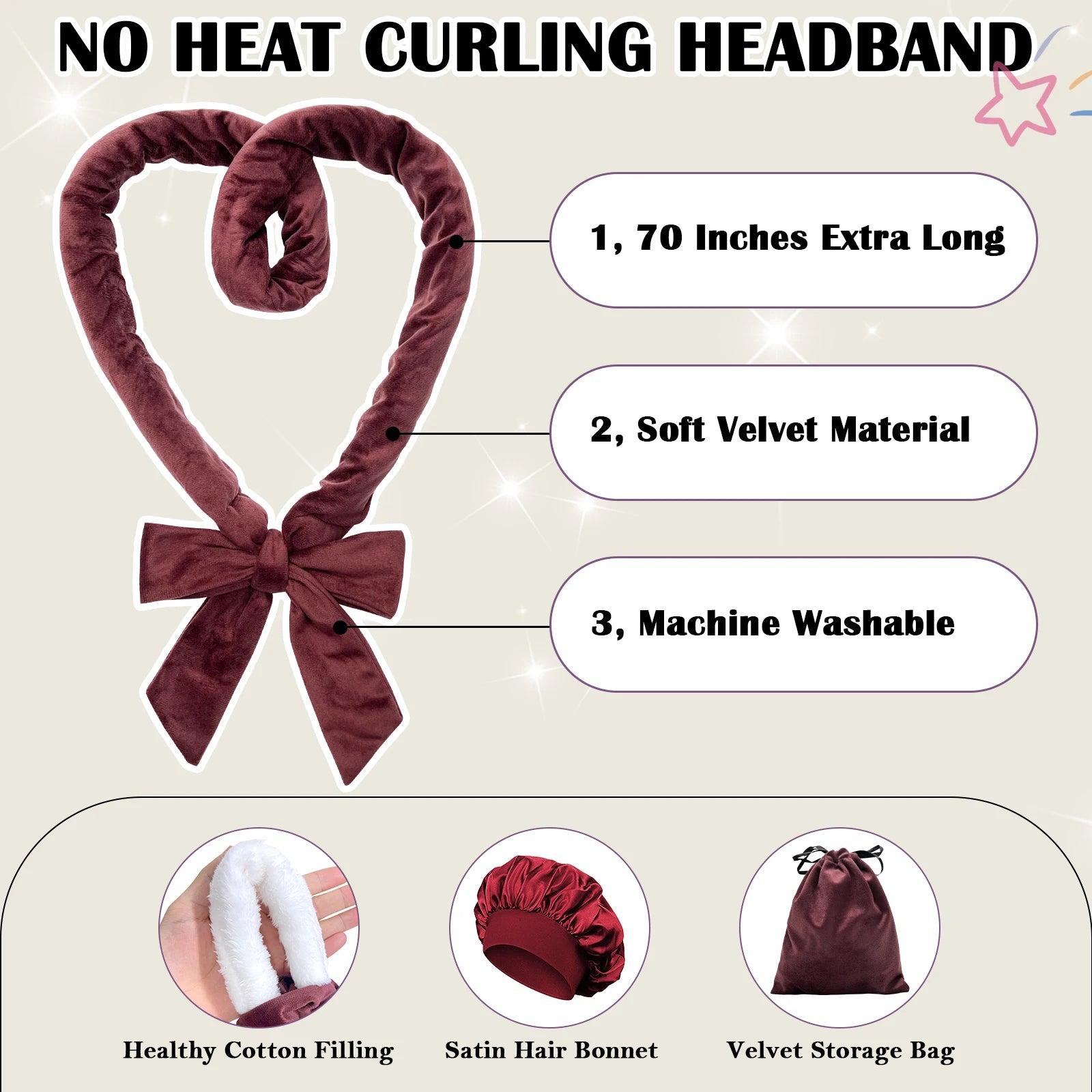 Bandeau Boucleur Sans Chaleur – Kit 9 Pièces pour Boucles Douces et Naturelles