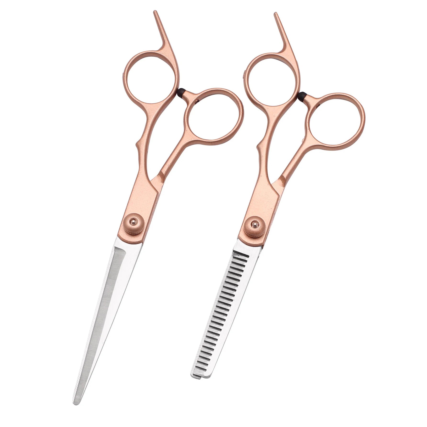 Duo de Ciseaux Coiffure Rose Gold – Coupe Précise & Démêlage Fin, Acier Japonais Premium