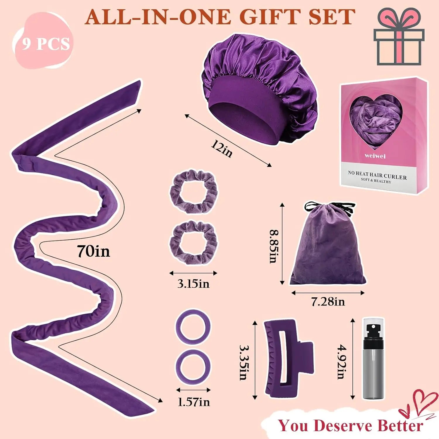 Bandeau Boucles Sans Chaleur – Kit 9 Pièces pour Boucles Douces et Naturelles