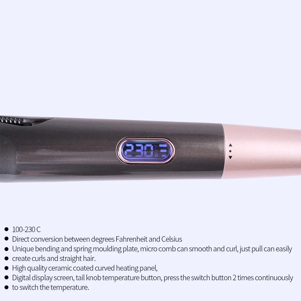 Lisseur-Boucleur Professionnel 2-en-1 à Plaques Torsadées – Chauffe Rapide & Résultat Brillant