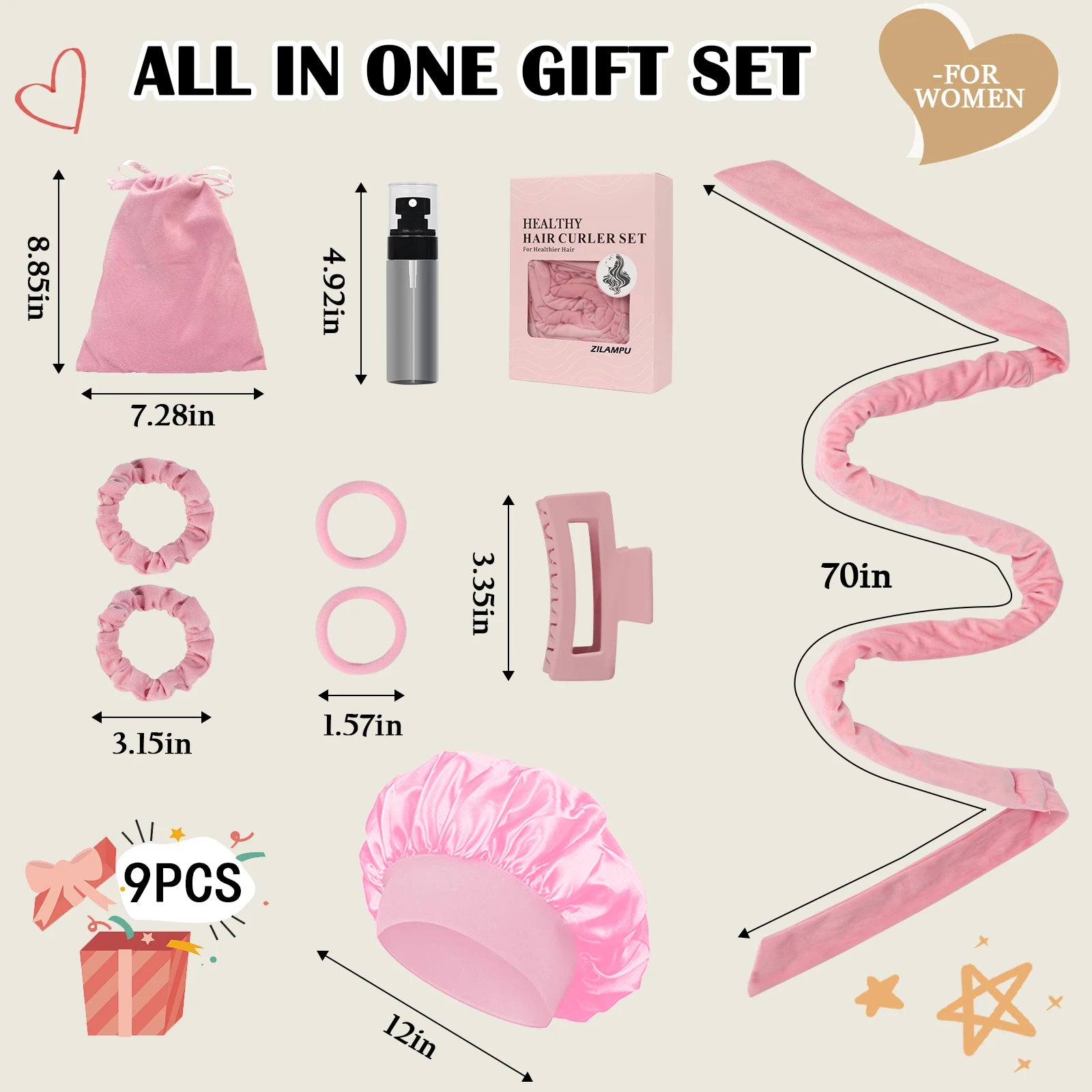 Bandeau Boucleur Sans Chaleur – Kit 9 Pièces pour Boucles Douces et Naturelles