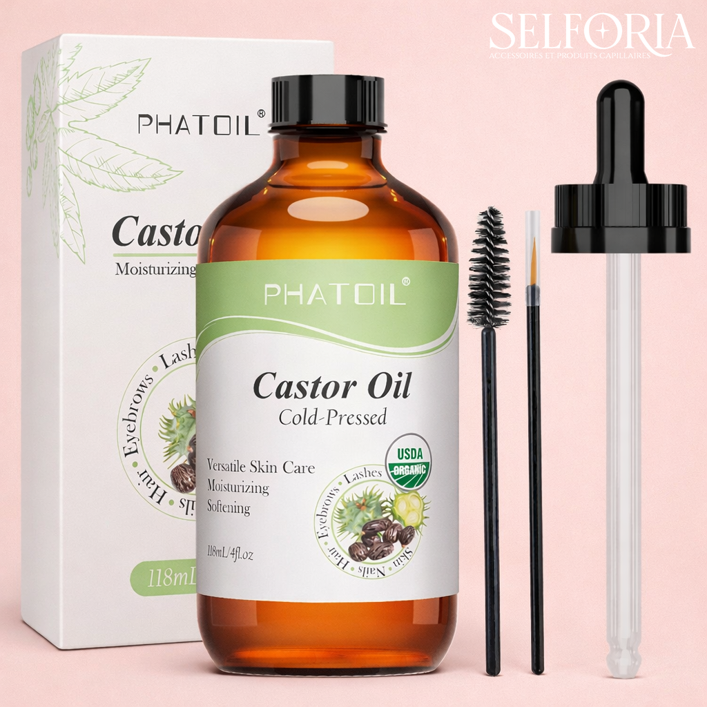 Huile de Ricin Bio Pressée à Froid – Croissance & Nutrition Intense